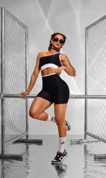 SET Antonella Short + Sport Bra Black and White