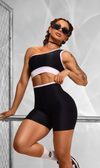 SET Antonella Short + Sport Bra Black and White